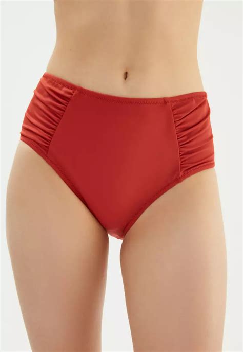 Buy Eros Terracotta Bikini Bottom High Waisted Basic Swimwear For