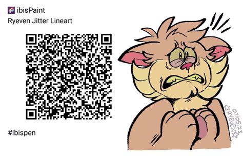 IbisPaint QR Code On Left Nervous Yellow Cat Looking Up At The Right