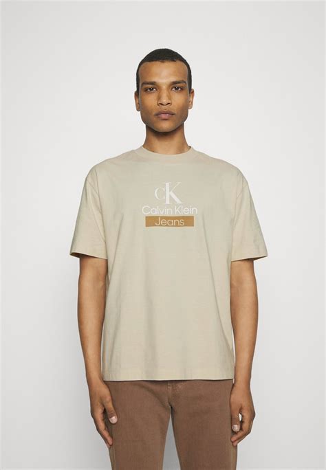 Calvin Klein Jeans Stacked Archival Tee Print T Shirt Eggshell