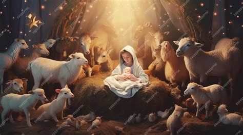 Premium AI Image | Jesus in the Manger A Peaceful Scene with Baby Jesus