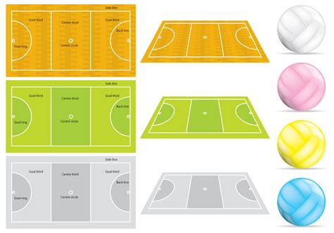 Netball Courts And Balls 102518 Vector Art At Vecteezy