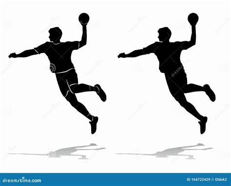 Isolated Silhouette Of Handball Player Vector Drawing Stock Vector