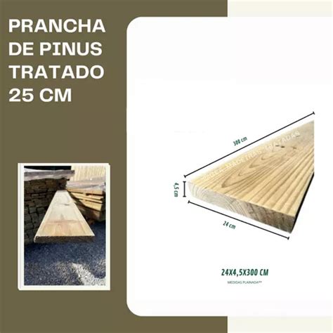 Prancha De Pinus Tratado Autoclave 5x25x300 Cm Plainada