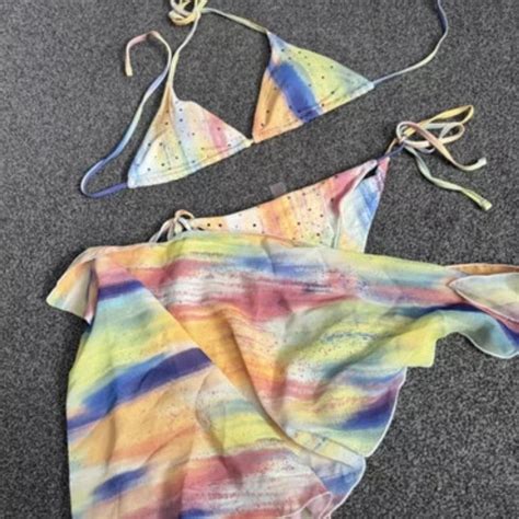 Stunning Bikini And Sarong Set Worn Twice Size M Tye Depop