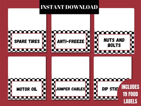 Two Fast Birthday Food Tents or Labels: Race Car Party Decor (digital