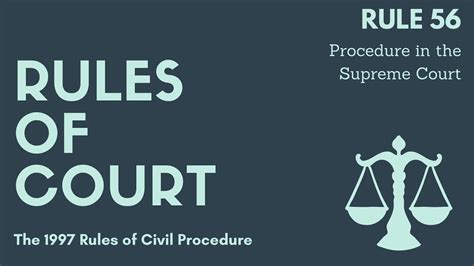 Rules Of Court Civil Procedure Rule 56 Procedure In The Supreme Court Youtube