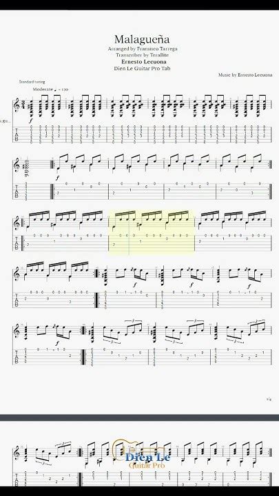Malagueña By Ernesto Lecuona Arranged By Francisco Tárrega For Guitar Lessons For Beginners