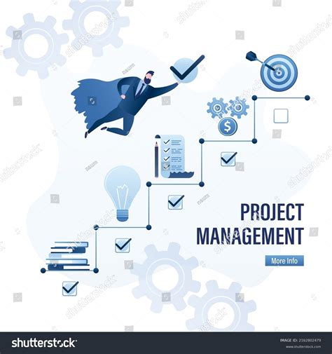 Project Management Concept Banner Confident Businessman Stock Vector ...