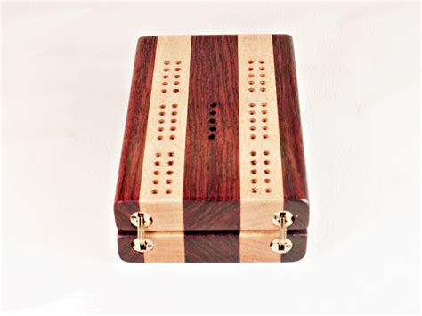2 Track Compact Travel Cribbage Board - Bubinga & Maple - Hinges - Bark ...