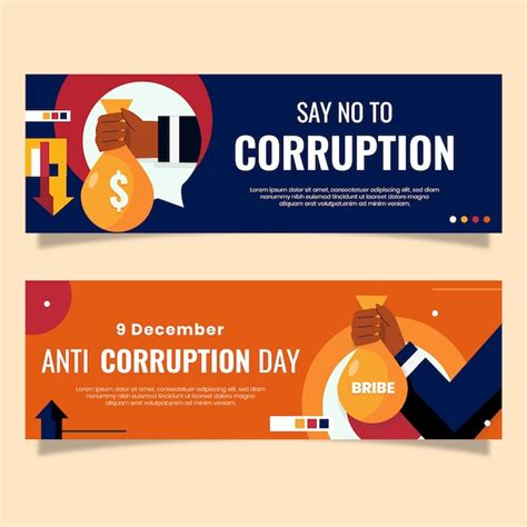 Free Vector Flat Anti Corruption Day Horizontal Banners Set