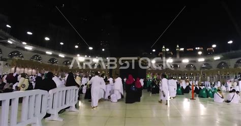 Muslim Pilgrims In Ihram Dress Performing Hajj Performing The Rituals