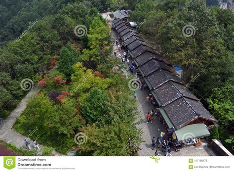 Tourists Shopping Around Wulingyuan Scenic Area. it`s Located at ...