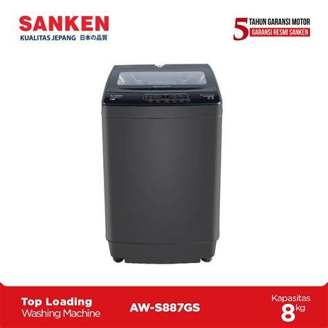 Jual Sanken Mesin Cuci 1 Tabung 8 Kg AW S887GS GRY GREY Top Loading