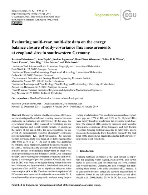 Pdf Evaluating Multi Year Multi Site Data On The Energy Balance