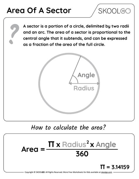 Area of a Sector - Free Worksheet for Kids - SKOOLGO