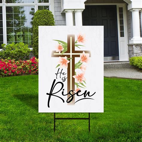 Double Sided 24 X 18 Inches Happy Easters He Is Risen Yard