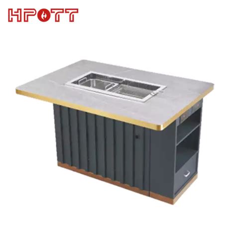 Design Smokeless Korean Bbq And Hot Pot Table For Commercial Hpott