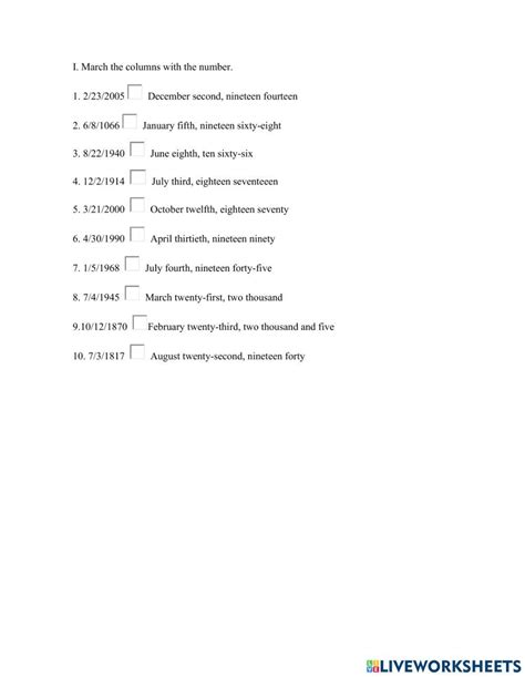 Dates interactive exercise for 3 | Live Worksheets