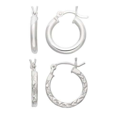 Sterling Silver Hoop Earrings Set