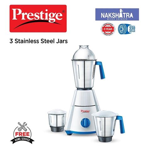 Prestige Stainless Steel Nakshatra 3 Jar Mixer Grinder For Wet Dry