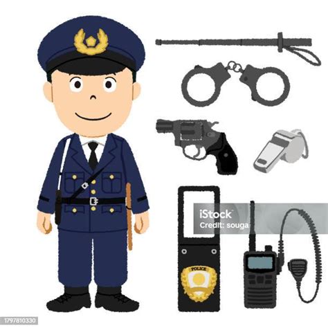 Mens Police Officer Stock Illustration Download Image Now Adult Handcuffs Handgun Istock