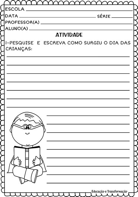Produção De Texto Dia Das Crianças - Blog Educação e Transformação: 👍Dia das Crianças: produção de texto