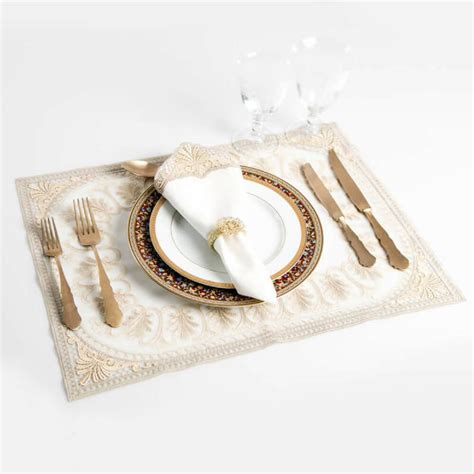 Italian Embroidered Gold Placemats Set | Maison Numen