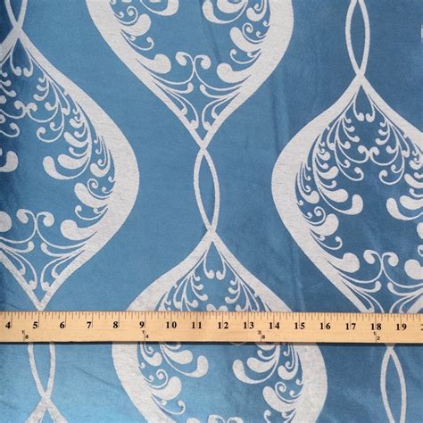 Blue Velvet Jacquard Damask Fabric 118 Wide Sold By Etsy