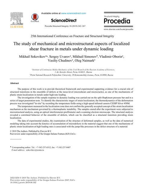 Pdf The Study Of Mechanical And Microstructural Aspects Of Localized