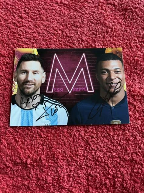 Photo Cartonn E D Dicac E Autograph Lionel Messi Kylian Mbapp Eur