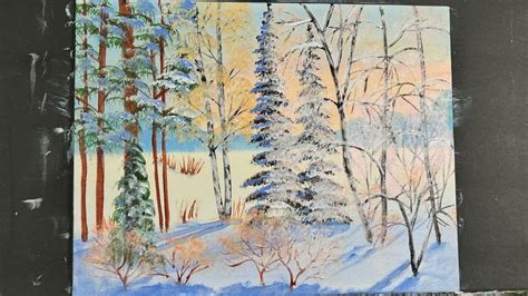 Easy acrylic painting tutorial | How to paint a winter landscape ...