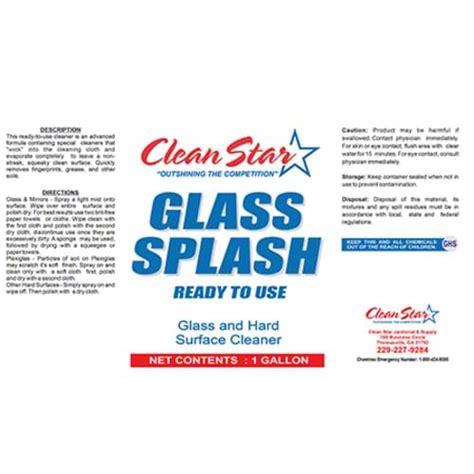 Clean Star Glass Splash Rtu Glass Cleaner Gal