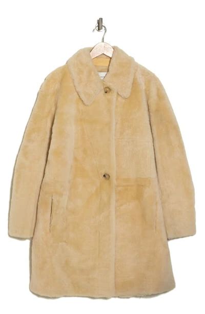 Vince Genuine Shearling Coat In Buttercream Modesens