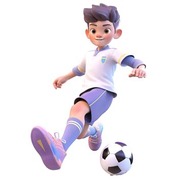 Playing Football Cartoon 3d Boy Element Football Clipart Cartoon