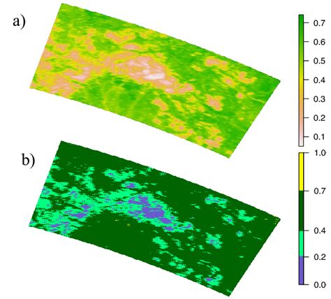 A Continuous Ndvi B Discrete Ndvi Classification Based On Defries And Download Scientific