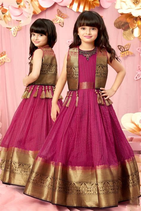 Pink Zardozi And Beads Work Banaras Overcoat Long Gown For Girls Artofit