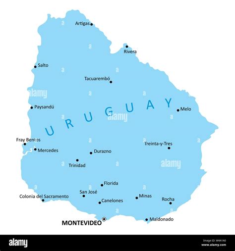 Uruguay isolated map with the main cities Stock Vector Image & Art - Alamy