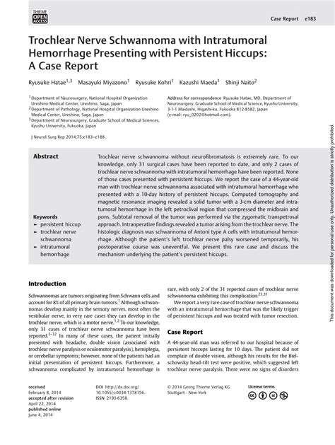 Pdf Trochlear Nerve Schwannoma With Intratumoral Hemorrhage