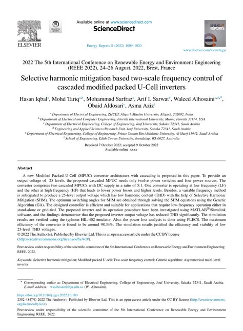 Pdf Selective Harmonic Mitigation Based Two Scale Frequency Control