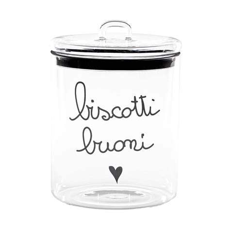 Barattolo In Vetro Borosilicato Decoro Biscotti Buoni Nero Simple Day