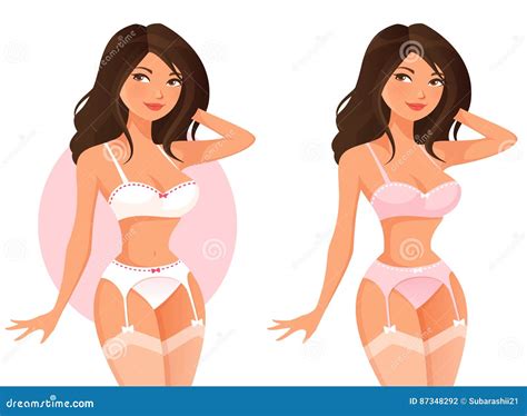 Beautiful Cartoon Girl In Lingerie Stock Vector Illustration Of Adult