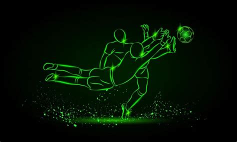 Soccer Yellow Neon Background Polygonal Foot Of A Football Player On