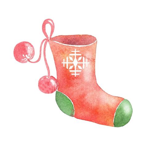 Aquarell Weihnachtssocke Hand Gezeichnete Illustration Der