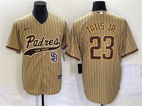 Men S San Diego Padres 23 Fernando Tatis Jr Tan New 2023 Cool Base Stitched Jersey On Sale For