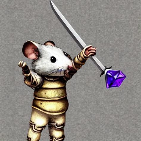 Krea Armored Mouse Warrior Holding A Sword In One Hand And Reaching