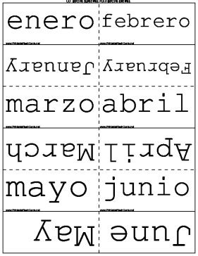 Spanish Months and Days Flash Cards