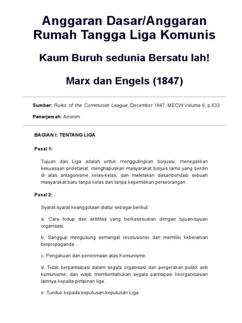 Anggaran Dasar Liga Komunis Pdf