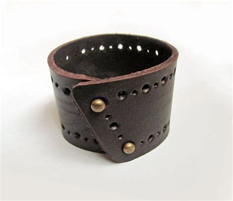 Wide Leather Bracelet, Dark Brown Color, Leather Cuff for Men and Women ...