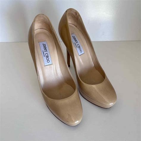 Jimmy Choo Cosmic Nude Patent Leather Heels Sz38 Gem