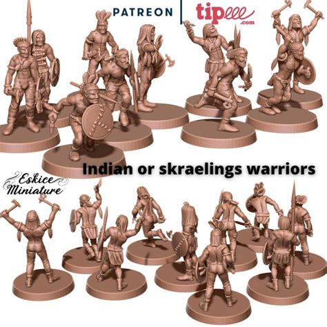 D Printable Native American Warriors Mm By Eskice Miniature Aron